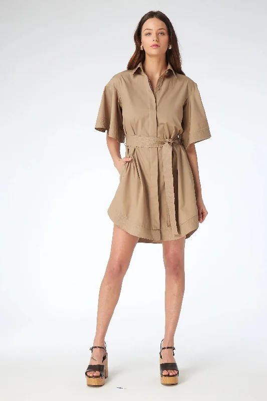 Gilner Farrar Erika Dress in Khaki Poplin