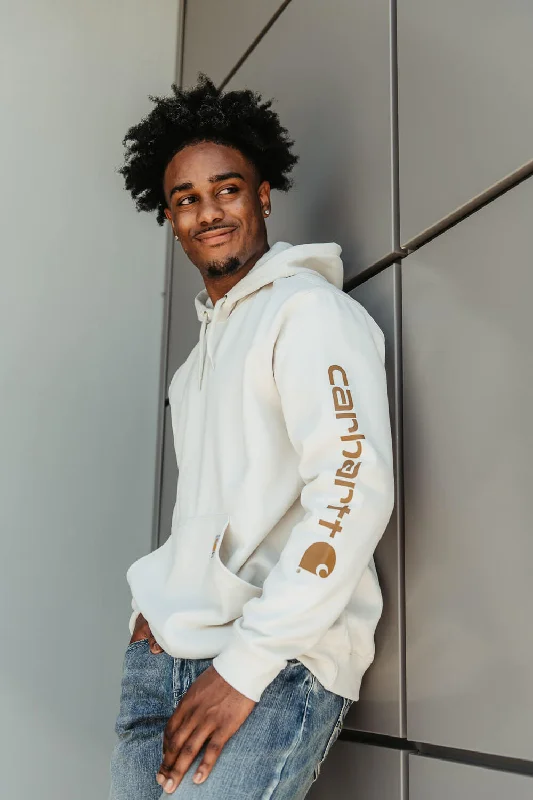 Carhartt Logo Sleeve Hoodie for Men in Malt White | K288-W03 MALT