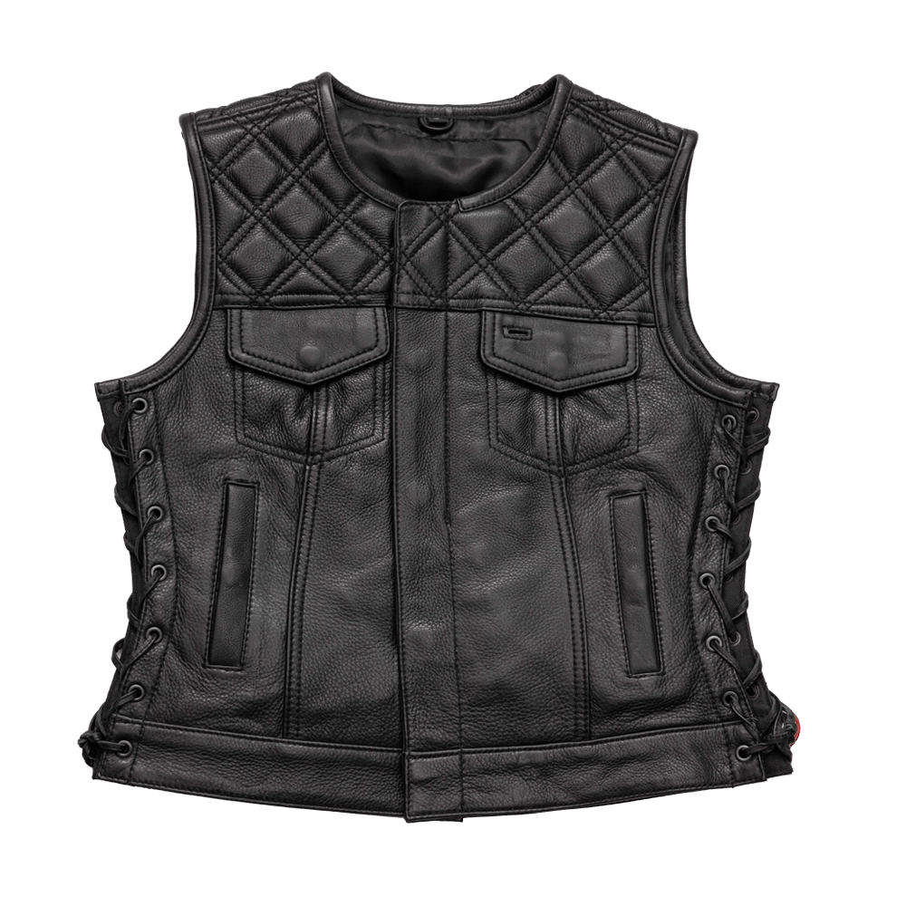 Bonnie - Women's Motorcycle Leather Vest - Diamond Quilt