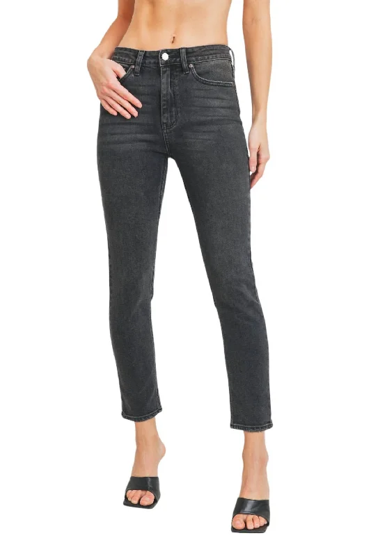 High Rise Vintage Skinny Jeans In Washed Black