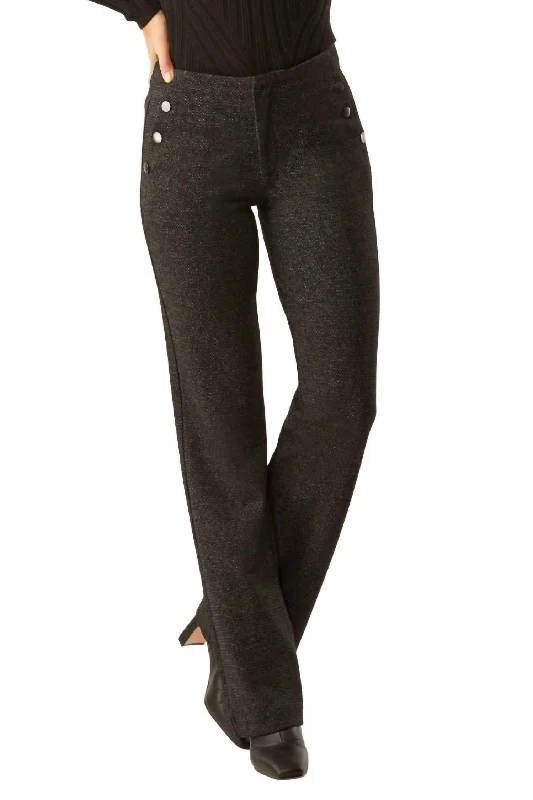 Worth Button Detail Pant In Grey Tweed