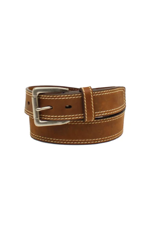 Ariat Double Stitch Leather Belt for Men in Brown | A1037044-BROWN