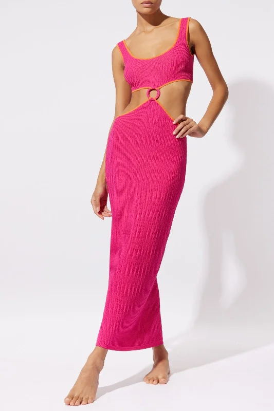 The Bailey Tech Mesh Dress in Shocking Pink