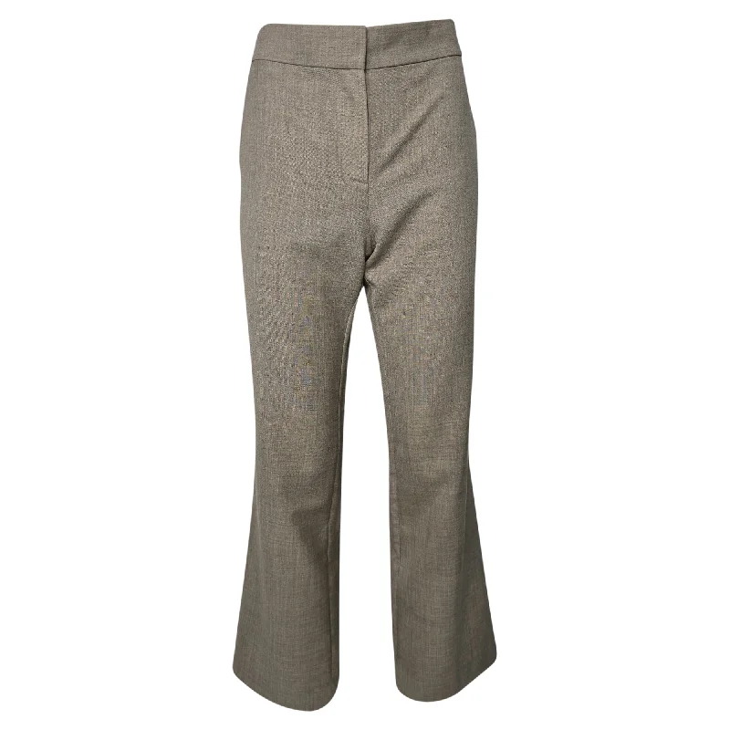 The Row High-Rise Flared Trousers in Beige Wool