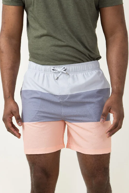 Simply Southern Tricolor Swim Shorts for Men in Peach | PP-0124-MN-SWIMSHORT-PEACH