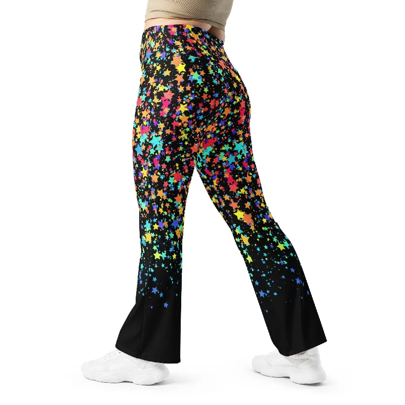 Colorful Gradient Stars Flare Leggings