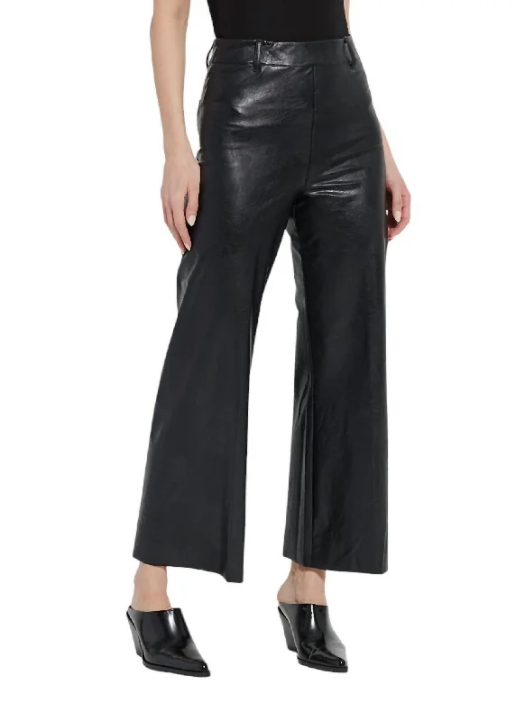 High Waist Vegan Leather Wide Leg Pants In Kohl Black