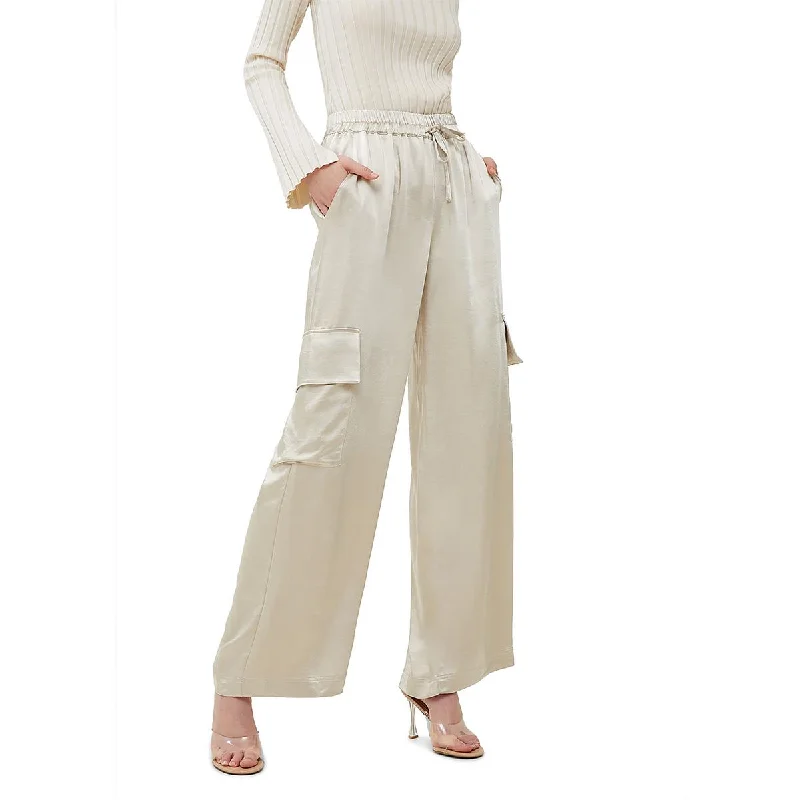 Chloetta Womens Satin Wide Leg Cargo Pants