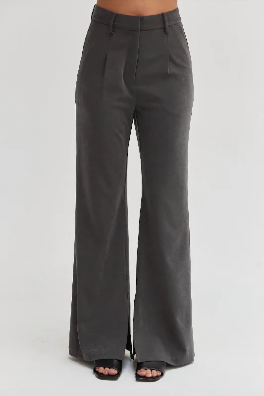 Gabrille Brushed Trousers In Charcoal