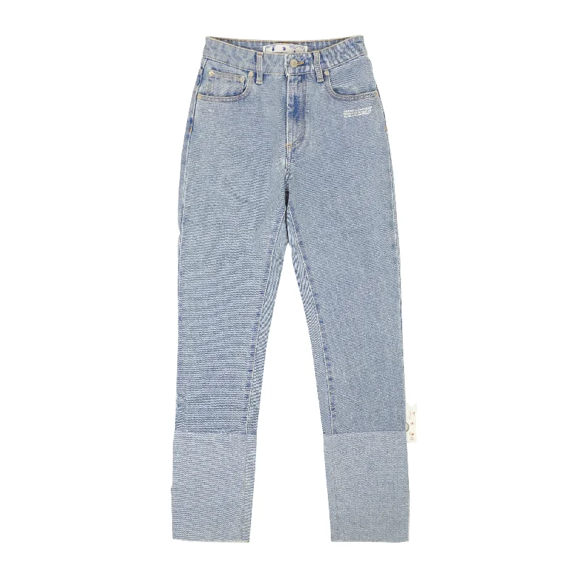 Blue Two Tone Straight Jeans