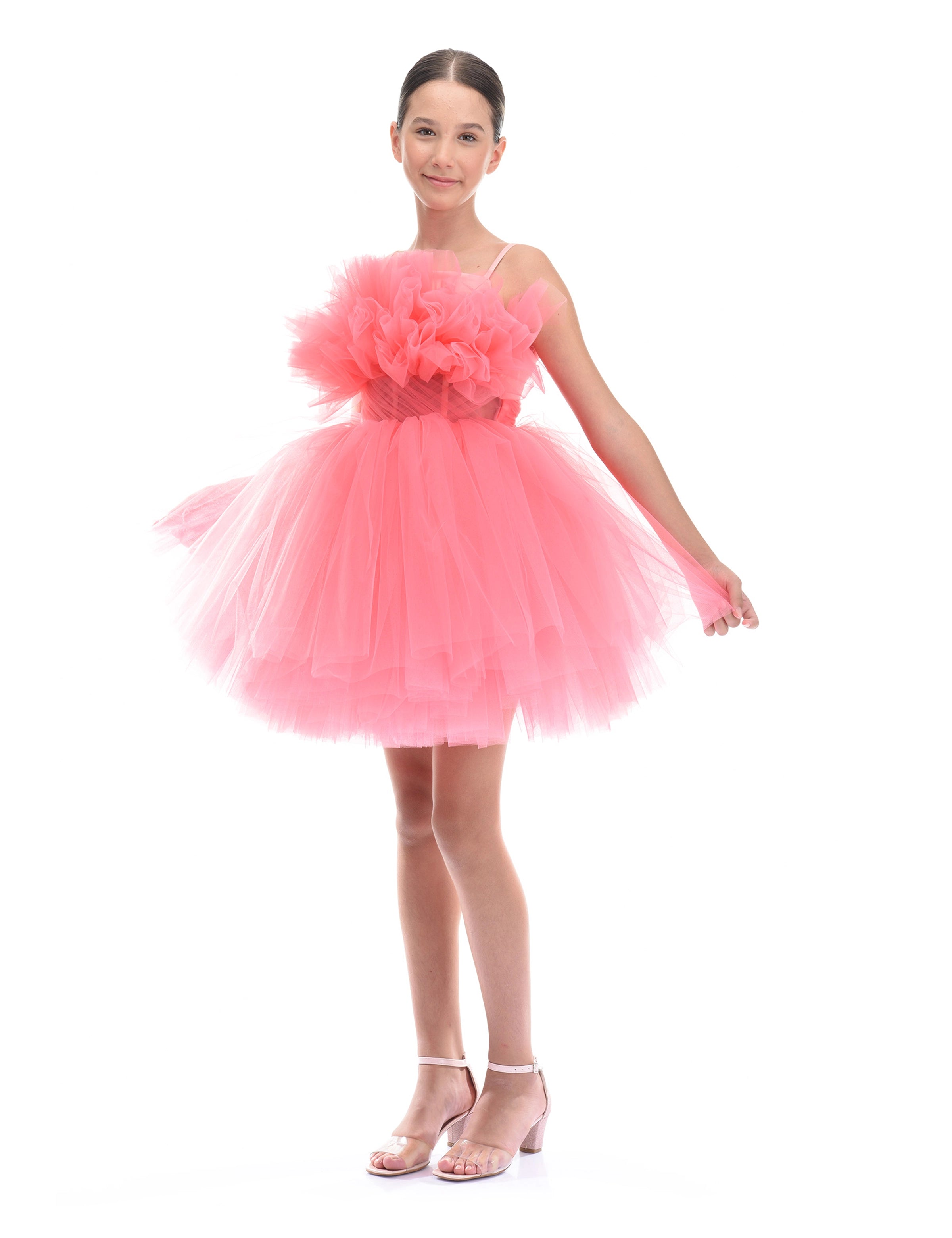 Pink Ruffle Scalleta Dress