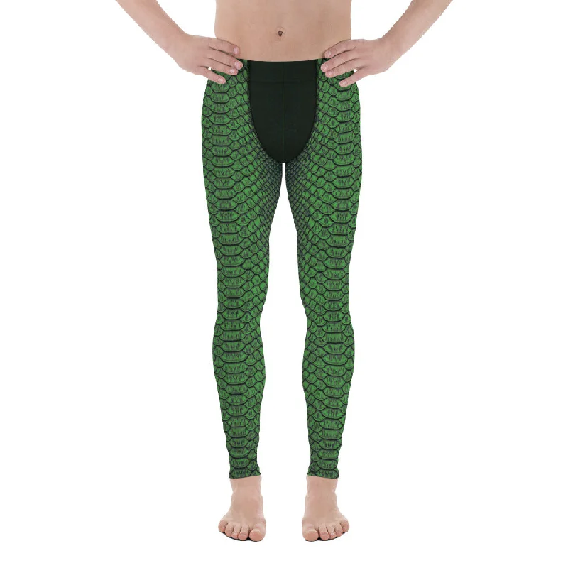 Green Crocodile Pattern Men's Leggings