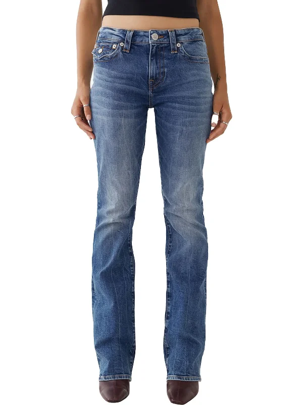 Womens Mid Rise Medium Wash Straight Leg Jeans