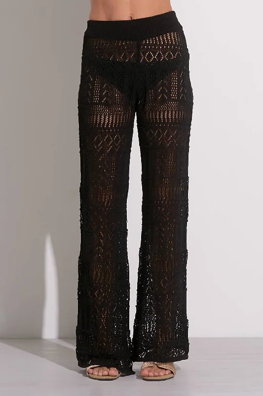 Crochet Wide Leg Pants In Black