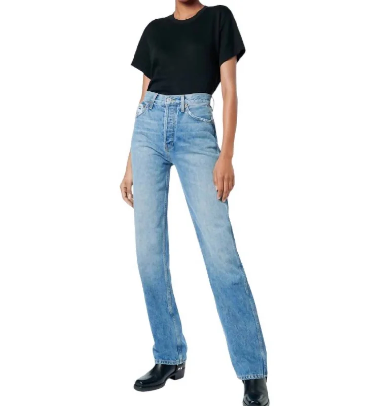 90S High Rise Loose Jeans In Worn Blue