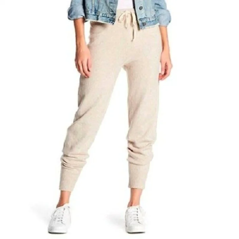 Knit Drawstring Jogger Pants In Cream