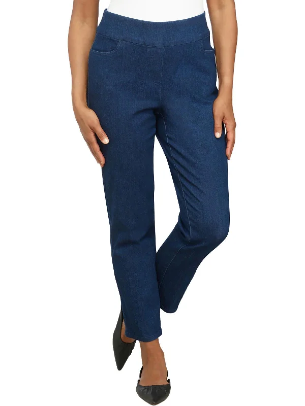 Plus Womens Denim Super Stretch Straight Leg Pants