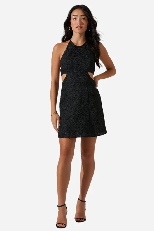 ASTR The Label Laylin Halter Cutout Mini Dress in Black