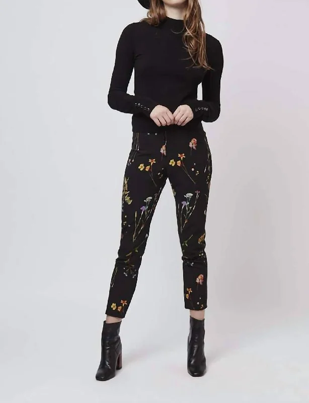 Floral Print Slim Pants In Multicolor