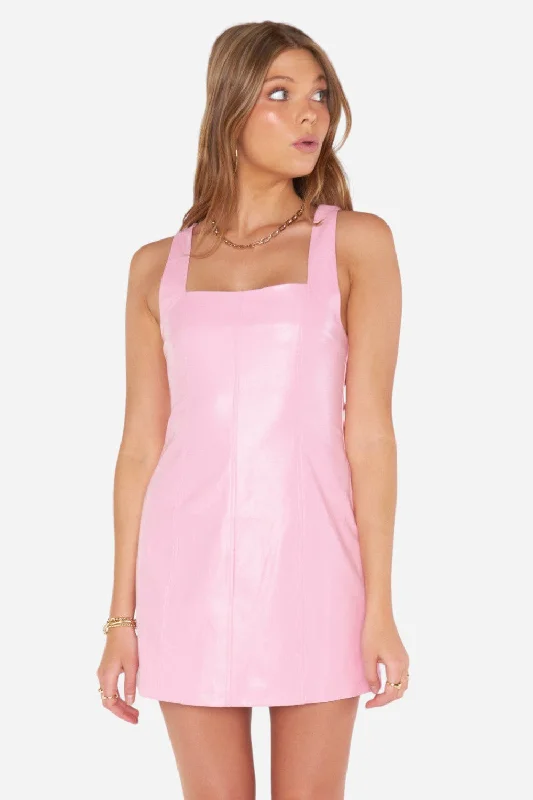 Show Me Your Mumu Woods Mini Dress in Pink Faux Leather