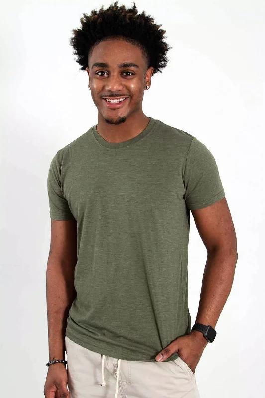 Basic Crewneck T-Shirt for Men in Green | 3750-MILITARY