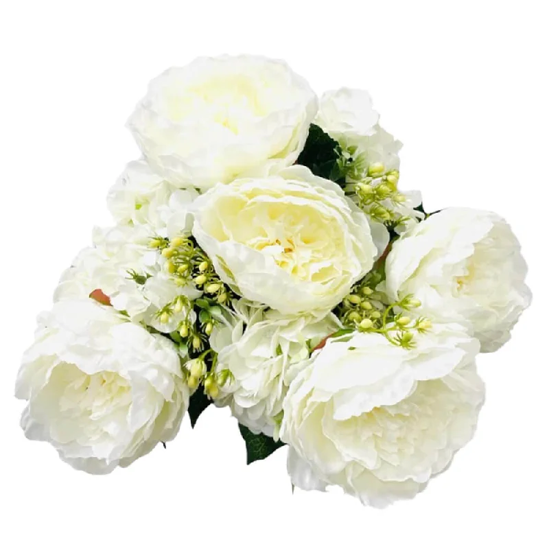 23 inch DELUXE PEONY HYDRANGEA BUSH - CREAM