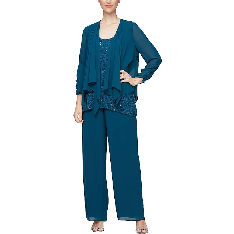 Womens 3PC Elastic & Zip Pants Dress Pants