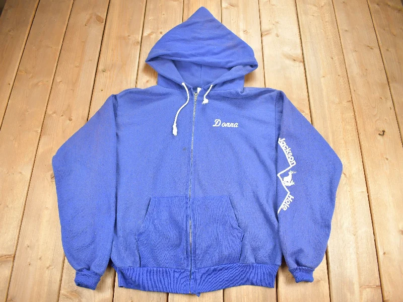 Vintage 1980s Jackson Hole Graphic Zip Up Hoodie