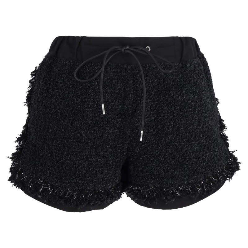 Sacai Drawstring Shorts in Black Tweed